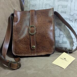 Patricia Nash Map Print Brown Crossbody Bag